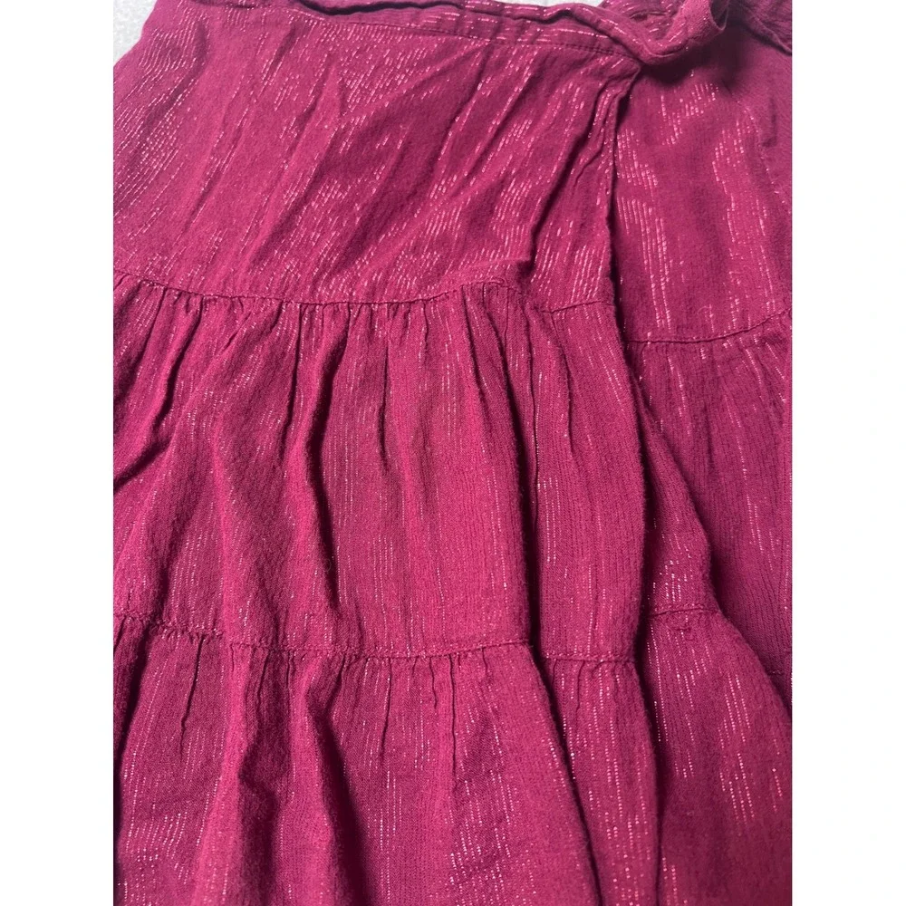 GAP Kids Girls Maroon Shimmer Tiered Wrap‎ Skirt Size 6
